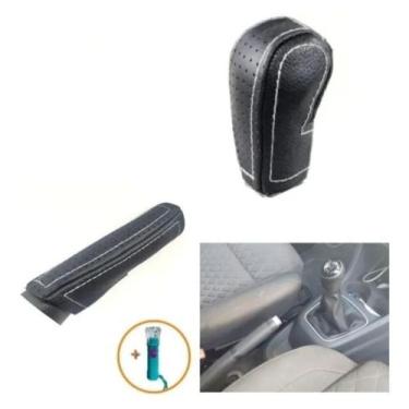 Imagem de Kit Revestimento Couro Capa Manopla Câmbio Manual e Alavanca Freio de 