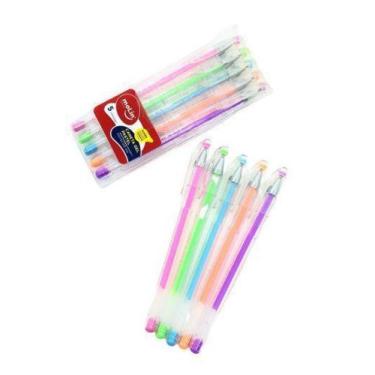 Imagem de Kit caneta gel 0.8 c/5und cores pastel neon molin