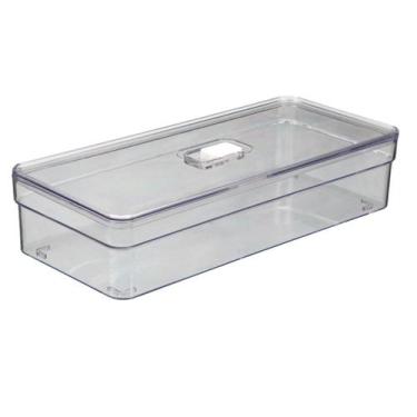 Imagem de Organizador Retangular Com Cesta Transparente Acrilico - 1 UN - PLASTU