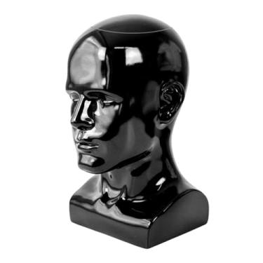 Imagem de Zialofi Suporte de Exibição de Peruca de Cabeça de Manequim Masculino Multiuso, Suporte de Chapéu, Cabideiro para Gravata Borboleta, Colar, Fone de Ouvido, Sa, PRETO