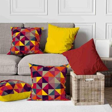 Imagem de Kit 4 Almofadas Decorativa COM ENCHIMENTO Escandinavo Triângulo Vermel