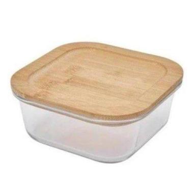 Imagem de Pote hermético de vidro com tampa de bambu 800ml - Hauskraft - Haüskra