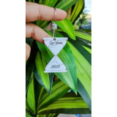 Imagem de Chaveiro Ampulheta MDF branco 65 unidades, decoração, réveillon, natal