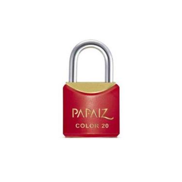 Imagem de Cadeado com Chave 20mm Latão Vermelho Color Line Papaiz, Vermelho