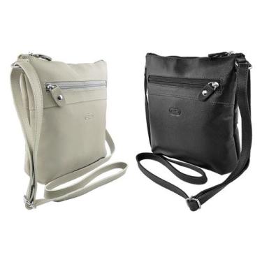 Imagem de Kit 2 Bolsas Transversal Cravina em Couro Galvani, Bone