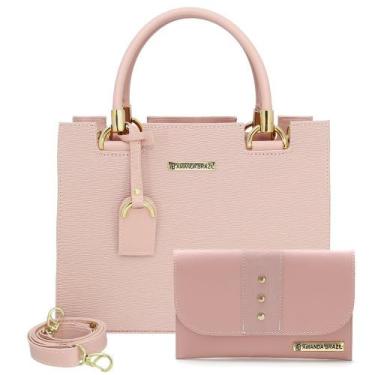 Imagem de Kit bolsa e carteira femininas lançamento  - amanda brazil, Rosa