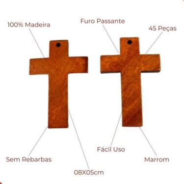 Imagem de Entremeio cruz 08x05 cm em madeira com 50 un - - Nenhum fabricante -, 