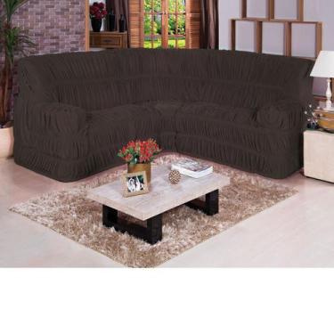 Imagem de Capa para Sofá de Canto Tecido Malha Gel Elásticada- Tabaco - Zilu Enx