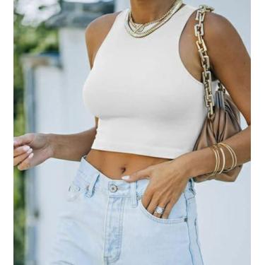 Imagem de Cropped Regata Feminino Com Costura Embutida Top Regatinha Tecido Supl