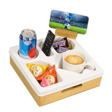 Imagem de Kssiaz Bandeja de suporte de copo de sofá, suporte de copo de sofá com suporte de telefone giratório, organizador de sofá para cama, suporte de copo antiderramamento à prova d'água para lanches,