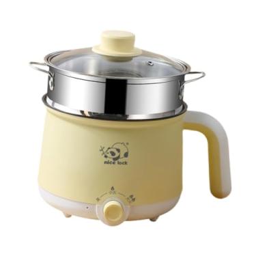 Imagem de Gralara Panela elétrica portátil de aço inoxidável multifuncional panela elétrica de arroz mini panela de viagem para sopa de macarrão, Vaporizador de aço