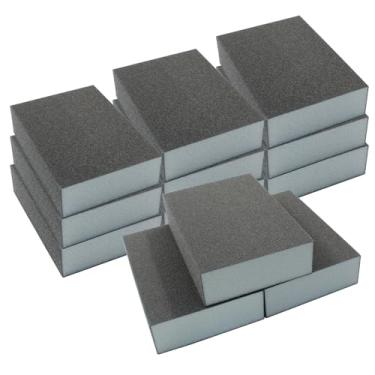Imagem de Hitefu 12 pacotes de bloco de lixa, esponja de lixa de 220 grãos, bloco de lixa reutilizável para madeira, óculos, metal, drywall