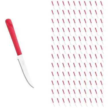 Imagem de Conjunto 120 Facas Linha Luna Vermelho Aço Inox Plástico - Taumer, Lun