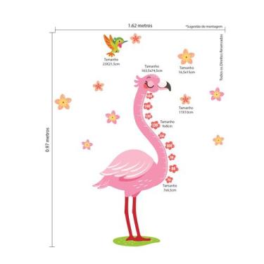 Imagem de Adesivo de Parede Flamingo Régua de Crescimento 187x78cm - Quartinhos