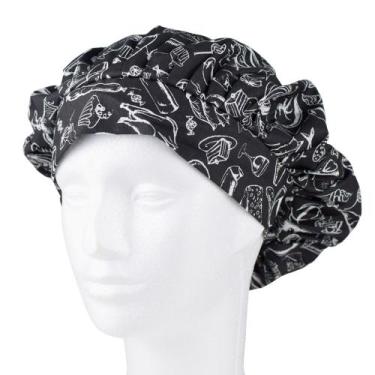 Imagem de Chapéu Touca De Cozinheira Preto E Branco - Recanto da Costura