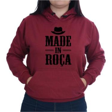 Imagem de Blusa Moletom Flanelado Canguru Feminina Made In Roça - Elite, Bordô, 