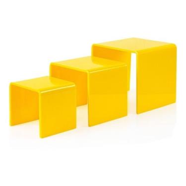 Imagem de Prateleira Para Vitrine Cubo Nicho Acrilico Colorido 3 Pecas - Idealle