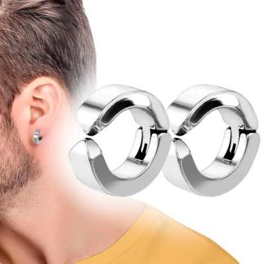 Imagem de Brinco Masculino Feminino Prata Aço Inox Argola Pressão 10Mm - Orizom