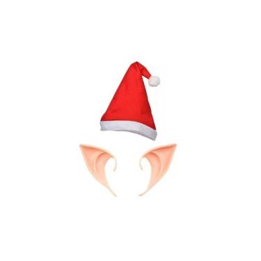 Imagem de Fantasia Elfo Duende Gorro Feltro Orelha Latex Natal Festas - MC PRESE