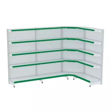 Imagem de Gondola Parede 202 Fit Ate 3 Metros 1 Canto Branco 20b Pe Verde - AMAP