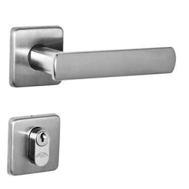 Imagem de Fechadura DAMA Externa Escovada Arouca Roseta Quadrada Inox