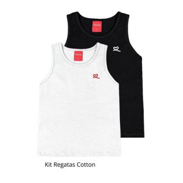 Imagem de Kit 2 Blusas Básicas Infantil Menina Regata Cotton Kely Kety, 08, Pret