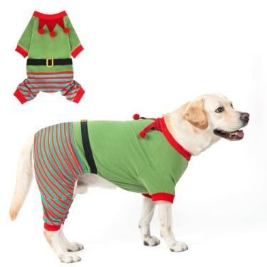 Imagem de SCENEREAL Pijama de suéter de Natal para cachorro, fantasia engraçada de elfo para cães grandes, médios e pequenos, meninas, meninos, fantasias macias para animais de estimação, roupas quentes de