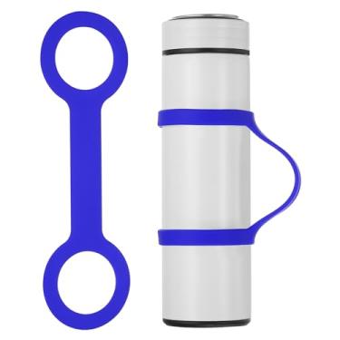 Imagem de PATIKIL Alça de suporte de garrafa de água, alça de água antiderrapante de silicone macio portátil para corrida ao ar livre, bicicleta, academia, corrida, transporte, azul