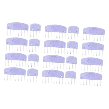 Imagem de rockible 20x blocos de tricô pentes pinos de bloqueio de malha diy suéter tecelagem kit de acessórios para bloquear tricô tapete artesanato renda, Roxo