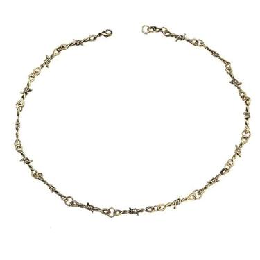 Imagem de Azusa Sun Colar Punk Gothic Thorns Metal de arame farpado para homens e mulheres colar banhado a ouro prata joia presente, One Size, Zinco, Sem Pedra Preciosa