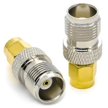 Imagem de Ahoaepy Adaptador coaxial SMA TNC, 2 peças, SMA macho para TNC fêmea, baixa perda para rádio WiFi, roteador de antena LTE, antenas