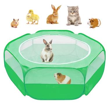 Imagem de Amakunft Cercadinho Pop-Up para Pequenos Animais com Cobertura de Malha, 47'' X 23,6'' X 15'' Caixa Chocadeira para Galinhas, Cercadinho Interno Externo para Porquinhos-Da-Índia, Coelhos, Coelhos, Fur