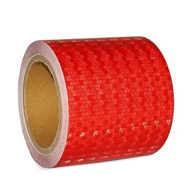 Imagem de XFXIA Fita Refletiva, Fita Refletiva Autoadesiva À Prova D'Água, Refletor de Segurança Ao Ar Livre para Reboques, Bicicletas, Carros (Vermelho, 4" X 32,8 Pés)