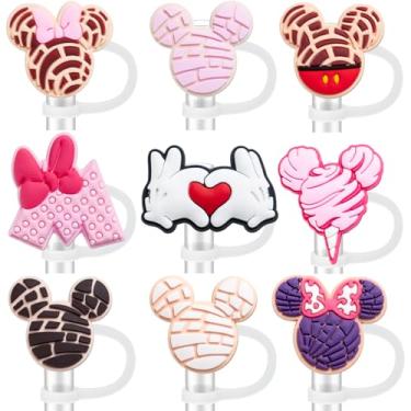 Imagem de Tampas de canudo para copo Stanley de 890 ml/1200 ml, tampas charmosas de silicone à prova de vazamento, 10 mm, acessórios de copo Stanley, 6 unidades, ratinho rosa