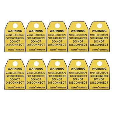 Imagem de Etiqueta de aviso de aterramento elétrico, sinais de alerta de aterramento para uso com hastes de terra, caixa de aterramento, pontos terminais de conexão de barramentos, pacote com 10 (10)