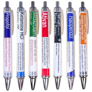 Imagem de YJ PREMIUMS 7 canetas de enfermagem para enfermeiras | Canetas fofas engraçadas de farmácia para enfermagem com drogas, presentes para enfermeira, assistente médico, farmacêutico, escola, estudante, hospital, médico, dr, material de escritório, acessórios a granel