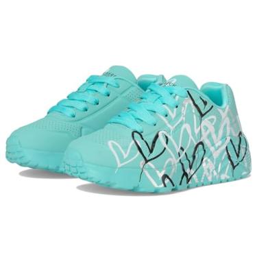 Imagem de Skechers Tênis feminino Uno Lite-Metallic Love 314067l (criança pequena), Turquesa/Multi, 11 Little Kid