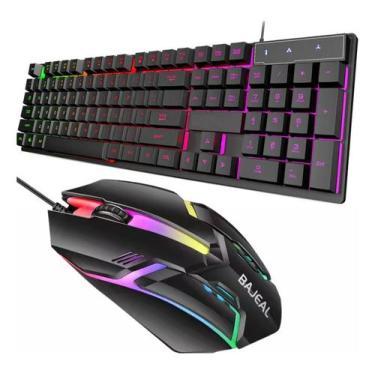 Imagem de Kit Teclado Gamer Semi Mecanico Led Rgb Usb Xbox Pc + Mouse - Inboxmob