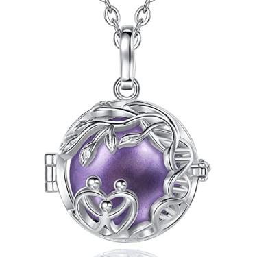 Imagem de AEONSLOVE Colar de bola de harmonia árvore da vida colar chamador de campainha de anjo, bolas 18 mm Llamador de Angeles Colar de bola presentes de gravidez - 30 e 45 correntes, Cobre, Sem Pedra