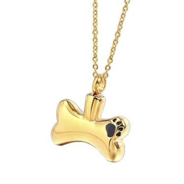 Imagem de CikSco Colar de aço inoxidável com pingente de urna de cremação de osso de cachorro, joia de urna de cinzas, presente com kit de enchimento, Aço inoxidável, Sem Pedra Preciosa