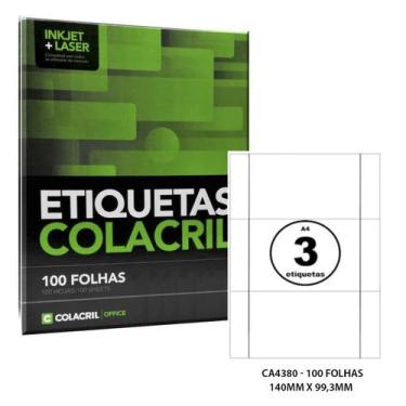 Imagem de Etiqueta Adesiva A4 CA4380 140 x 99,3 mm 100 Folhas Colacril