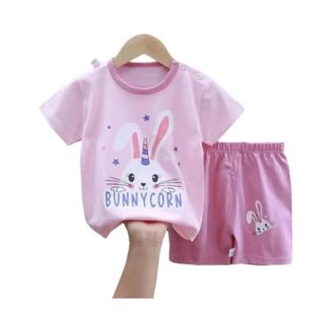 Imagem de Conjunto de Agasalho Casual de Verão para Meninas - Camiseta e Shorts 