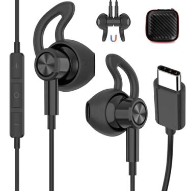 Imagem de iMangoo Fones de ouvido com fio USB C para Apple iPhone 15 16 com pontas antirqueda, microfone tipo C, fone de ouvido com fio, casa, escritório, reunião, academia, viagem, para Samsung S25 S24, ultra