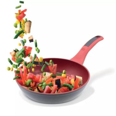 Imagem de Frigideira Indução Antiaderente Fundo Triplo Termo Crômica Vermelha 24