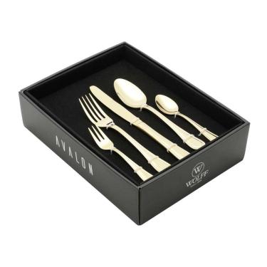 Imagem de Faqueiro 30Pc Aço Inox Avalon Dourado Rojemac