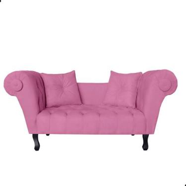 Imagem de Recamier Sofá Divã Namoradeira Dubai Suede - Fina Mobília, Rosa