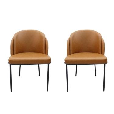 Imagem de Kit 2 Cadeiras Nevada Denali Fratini Revestimento Em Poliuretano (pu) Caramelo Base Aço Carbono