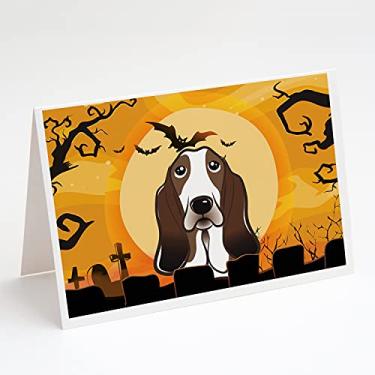Imagem de Caroline's Treasures BB1801GCA7P Cartões de felicitações e envelopes de Halloween Basset Hound Pacote com 8, 7 x 5, multicolorido
