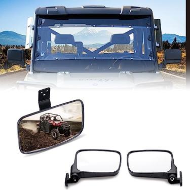 Imagem de HAKA TOUGH Kit de espelhos retrovisores laterais e espelho retrovisor mais amplo para Polaris Ranger XP 1000 2018-2023, espelhos retrovisores ajustáveis para acessórios Polaris Ranger Crew XP 1000