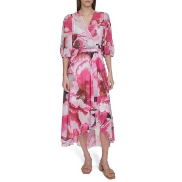 Imagem de Calvin Klein Vestido midi rodado floral feminino, Hibscus Multi, 40